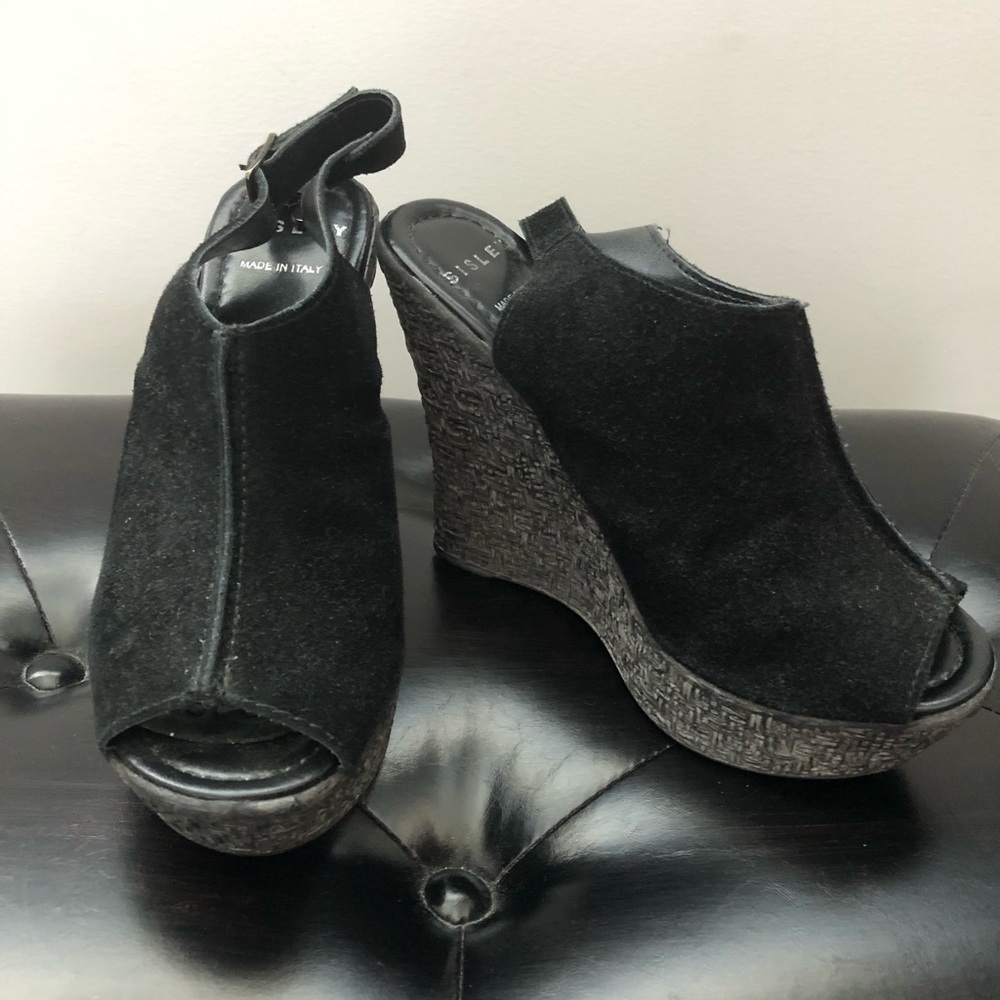 Sisley leather suede wedge sandals
